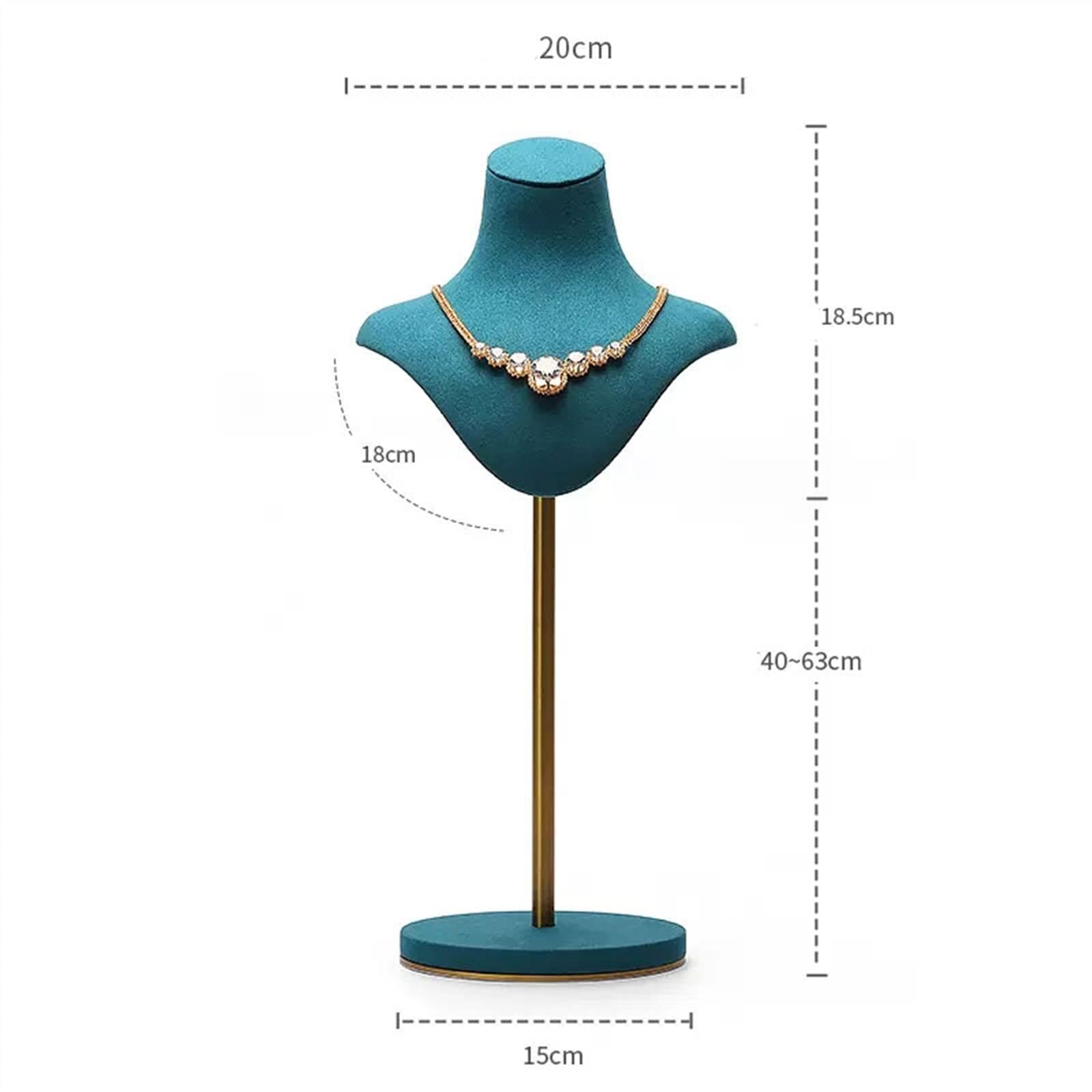 CLoxks Soporte de joyería para collares, soporte de terciopelo para joyas, soporte para collares, perchas de joyería de altura ajustable para collares, soportes de exhibición de busto de joyería de