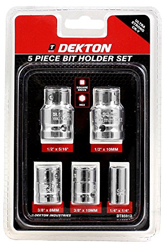 DEKTON DT85912 - Portabrocas (240 V, 1/4 pulgadas, 3/8 pulgadas, 1/2 pulgadas, 5 unidades), color negro y rojo