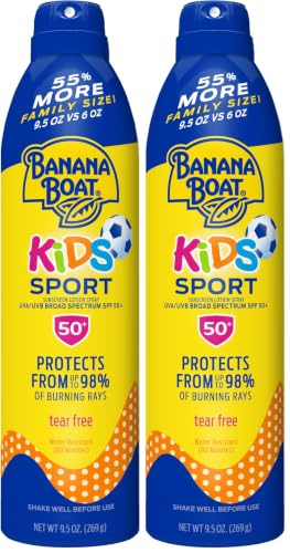 Image of Banana Boat Kids Sport Sunscreen Spray SPF 50, 9.5oz, Childrens Sunscreen, Spray On Sunscreen SPF 50, Family Size Sunscreen, 9.5oz (Pack of 2)