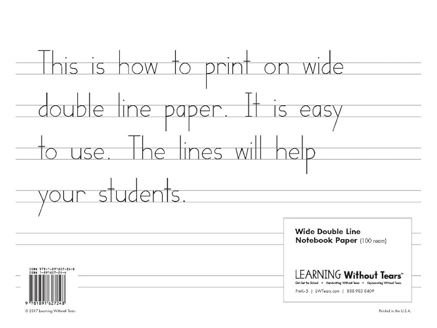 Handwriting Without Tears W100 Double-Lined Wide Notebook Paper, 5/16 handwriting-without-tears-w100-double-lined-wide-notebook-paper-5-16-size-amazon-co-uk-stationery-office-supplies