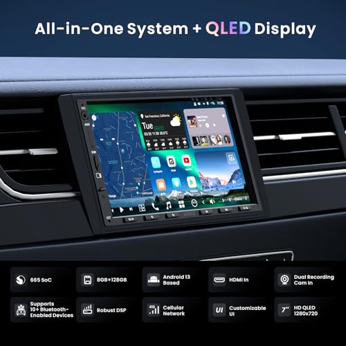 Image of X10 7 inch Double-DIN Android Car Stereo, 8G+128G in-Dash Nav, Backup Cam w Recording, AI Agent & AI Vision, Re-Mote LiveView, 4G LTE, 7.1.2-Ch Audio, HDMI in, Wireless CarPlay /Android Auto