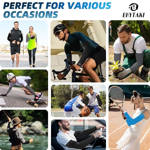 Image of BHYTAKI UV Sun Protection Arm Sleeves, UPF 50 Sports Cooling Arm Compression Sleeves for Men Women Teenager