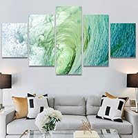 SIGNWIN 5 Panel Canvas Wall Art Beach Blue Coastal Cool Photography Relax/Calm for Home Decorations Ready to Hang - 60