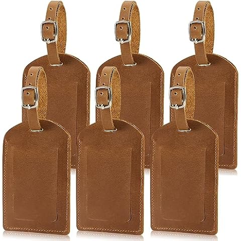 Ringsun Genuine Leather Luggage Tag for Suitcases ID Tags Bag Tags for Luggage (6 Pack) Cover