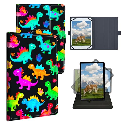 Dikoer Universal Case for LG G Pad F 8.0'/7.0' LK430/G Pad F2 X2 Pad X 8.0, Adjustable Silicon Band Shockproof TPU Protective PU Leather Cover for 7-9 Inch, Baby Dinosaur