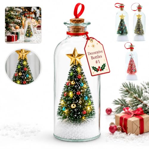 2027 Christmas Message in A Bottle Tree Recordable Snow Globe Forever Voice Ornament Playback Cork Glass Sentimental Gift Personalized Winter Vial Greeting Festival Party New Year Card Idea Handmade