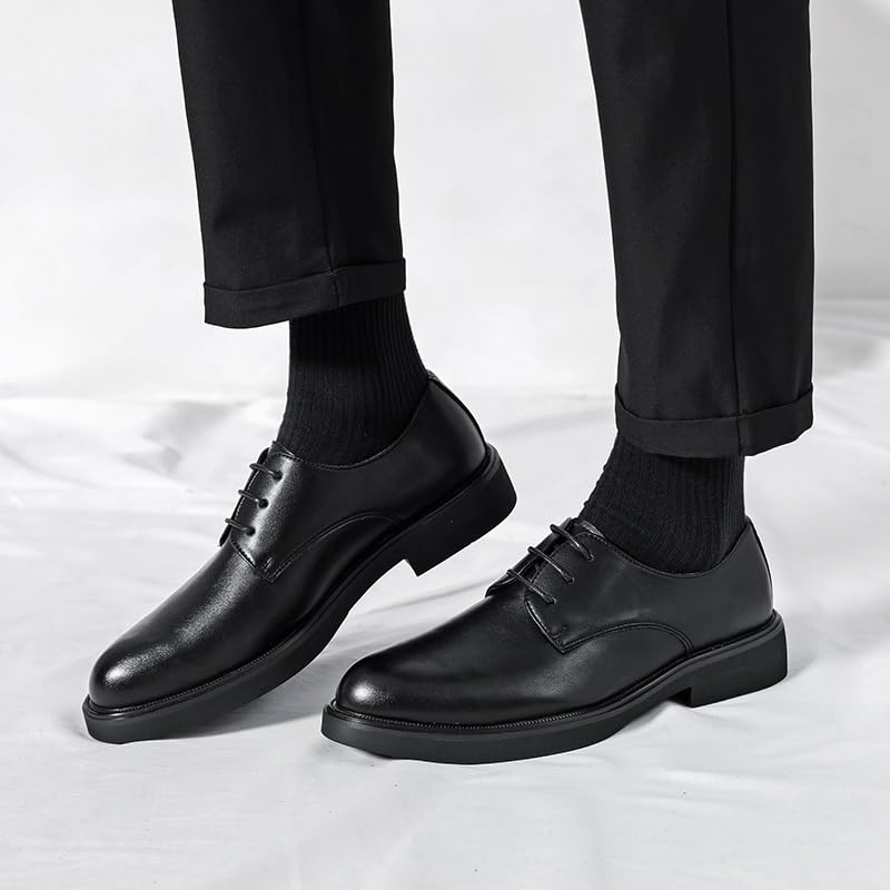 Mens Formal Shoes Lace Up Rubber Sole Slip Prom Plain Toe Wedding Waterproof Leather3