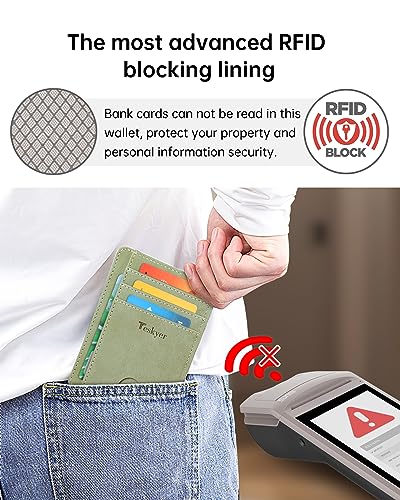 Image of Teskyer Slim Minimalist Wallet for Men, RFID Front Pocket Card Holder | Ultra Slim Front Pocket Design, 8 Card Slots, RFID Protection, Smooth Faux Leather for Everyday Carry