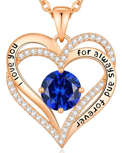 CDE Forever Love Heart Necklaces for Women, Mom, Girlfriend, Wedding Anniversary Birthday Mother Day Gift for Wife Girlfriend Jewelry with Birthstone Pendant