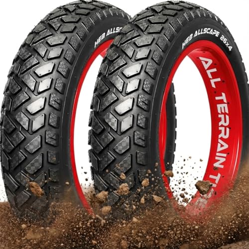 Allscape 26x4.0 Fat Bike Tires – Heavy Duty All-Terrain 26 Inch Tires for Ebikes, MTB & Mountain Bikes, Durable Directional Tread for Snow, Sand & Trail – 2 Pack – USA Customer Support