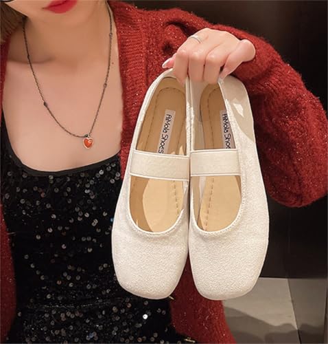 Suede Ballet Flats for Women Soft Square Toe Shoes Mary Jane Flats Slip On Leather Comfortable Ballerina Shoes4