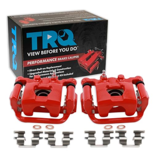 Image of TRQ Rear Brake Caliper Set Painted Red Brackets Compatible with 2007-2012 Nissan Altima 2007-2008 Maxima
