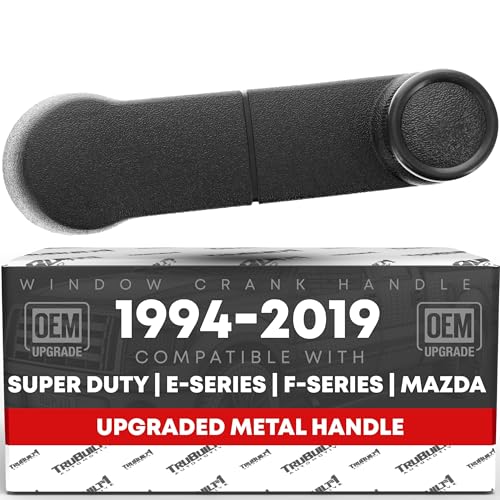 Image of T1A Window Crank Handle Upgraded Metal, Left /Right - Compatible with 1993-2011 Ford Ranger, 97-16 F-Series, 09-19 E-Series; 94-16 Mazda B-Series - Black - OEM F37Z-1023342-A-MT, 012-1230-12, 767MX