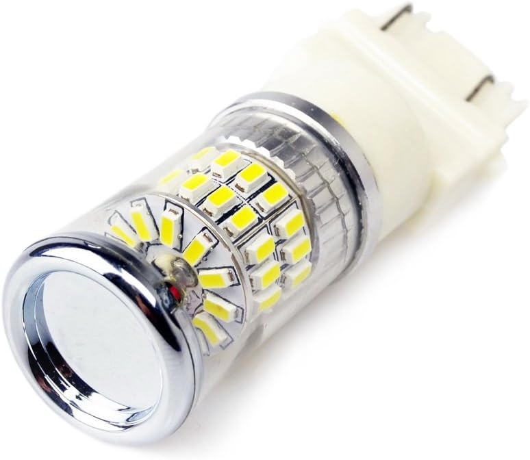 Lumiplux 3157 P27/7W W2.5X16Q 12V 24V 6500K Pure White LED Car Light Bulb 48X3014SMD for turn signal brake parking tail Light (Pack of 2)