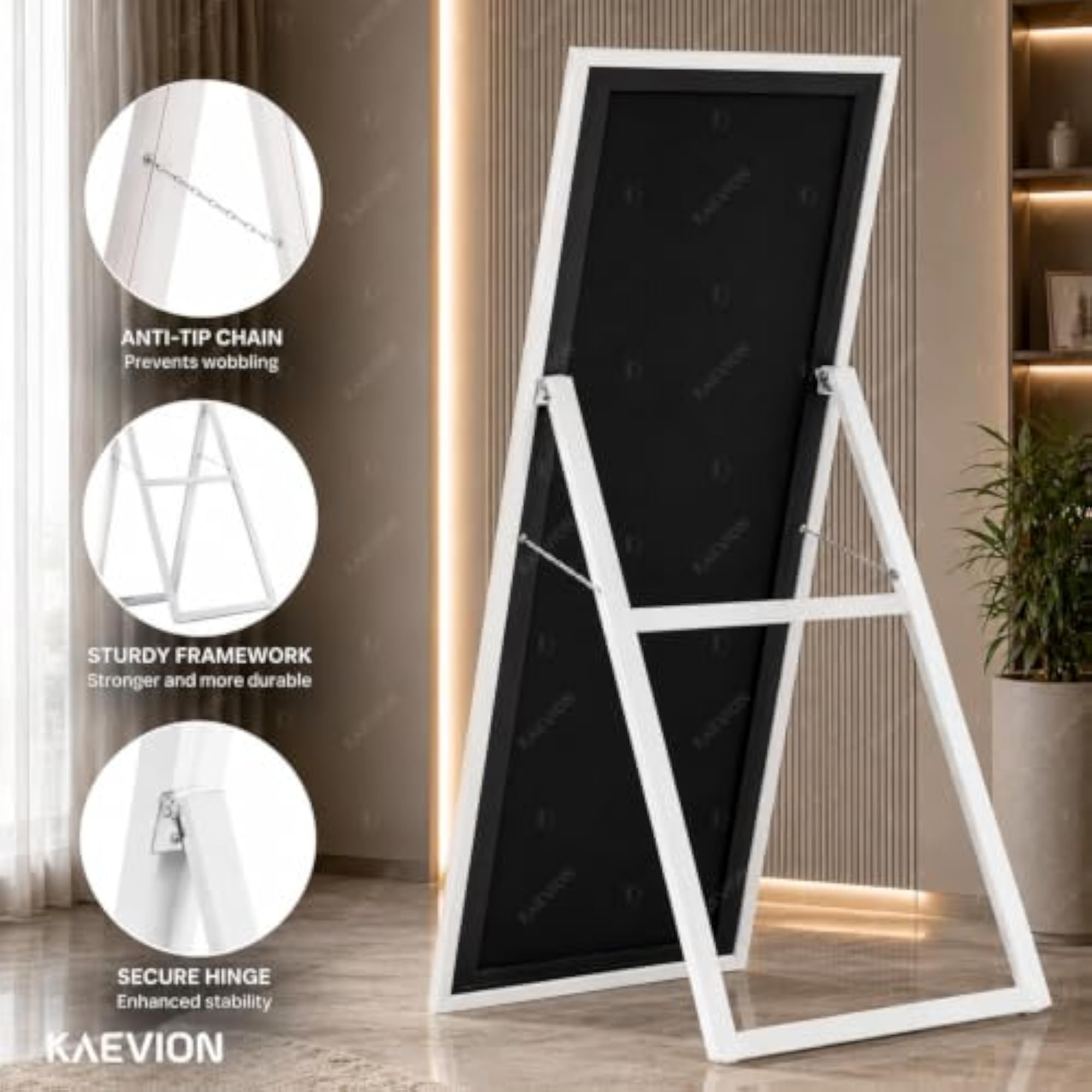 Rectangle White Cheval Full Length Mirror, Floor Standing