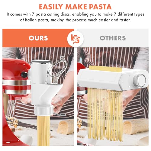 Image of Cofun Gourmet Pasta Press Attachment for KitchenAid Stand Mixer, Pasta Maker with 7 Interchangeable Plates to Make 7 Pasta Shapes, Easy to Use & Easy Clean Pasta Attachment for KitchenAid Stand Mixer