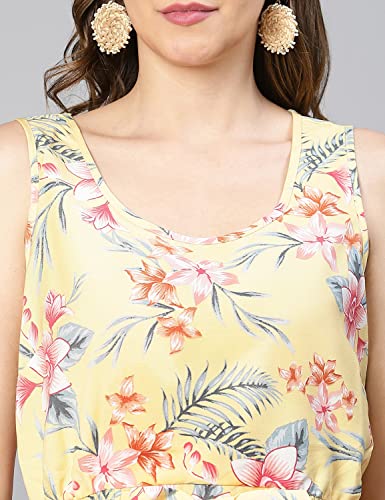 Image of oxolloxo Women Floral Print Elasticated & Tie-Knotted Dress