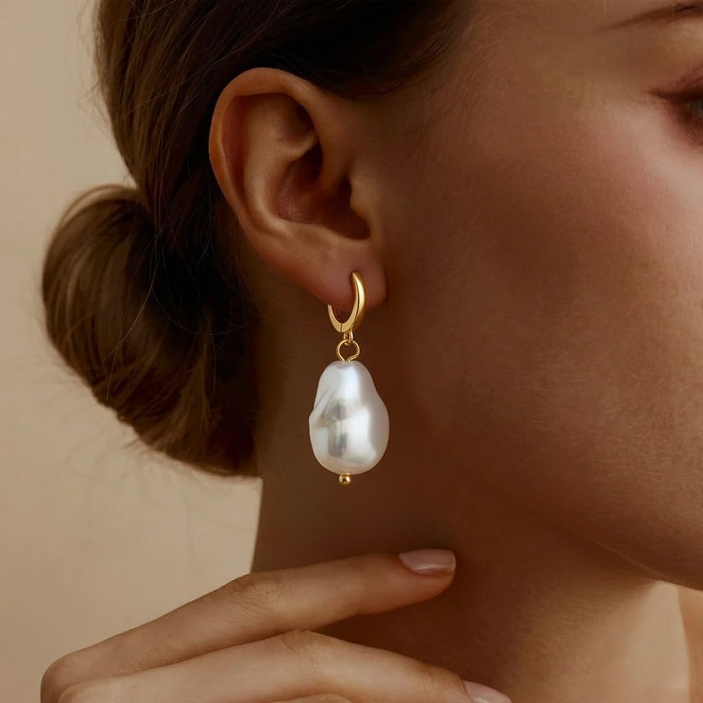 Gold Pearl Drop Earrings for Women Wedding Jewelry Bridesmaid Gifts - Image 3