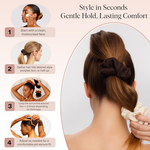 Image of Kitsch Scrunchies for Women - No Crease Hair Ties No Damage | Soft Polyester Scrunchies for All Hair Types | Stylish & Comfortable, For Ponytails & Buns | Ideal Gifts for Women - Sedona, 3pcs