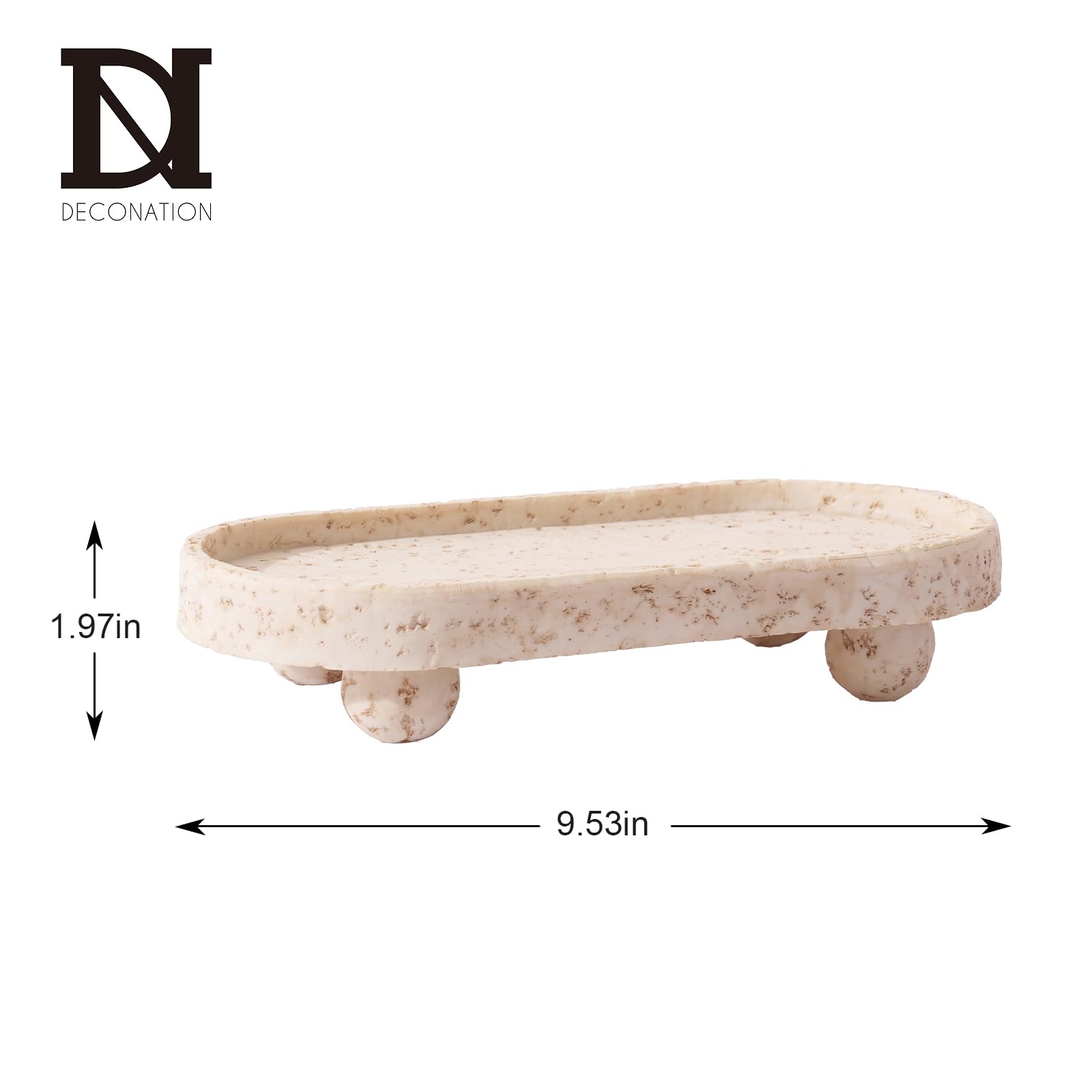 DN DECONATION Plateau décoratif en résine avec pieds, plateau de table basse à 4 pieds, plateau de courtoisie pour parfum, bijoux, salle de bain, savon, cuisine, comptoir, commode, ovale, 24,2 x 5 cm