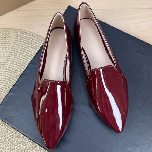 TN TANGNEST Women's Patent Leather Ballets Flats for Women Pointy Toe Casual Slip on Dressy Flat Shoes2