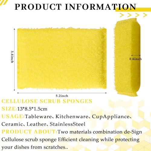 Image of Honeydak 24 Pack Multicolor Cellulose Scrub Sponges,Non-Scratch Scrubbing Cleaner Sponges for Kitchen in 4 Color, Durable Dishwashing Household Dish Cloths,5.2 inch l x 3.4 inch w x 0.6th
