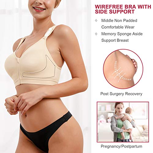 CYDREAM Women Post-Surgical Bra Zip Front Post Surgery Sports Bras Racerback Support Wireless Adjustable Straps2