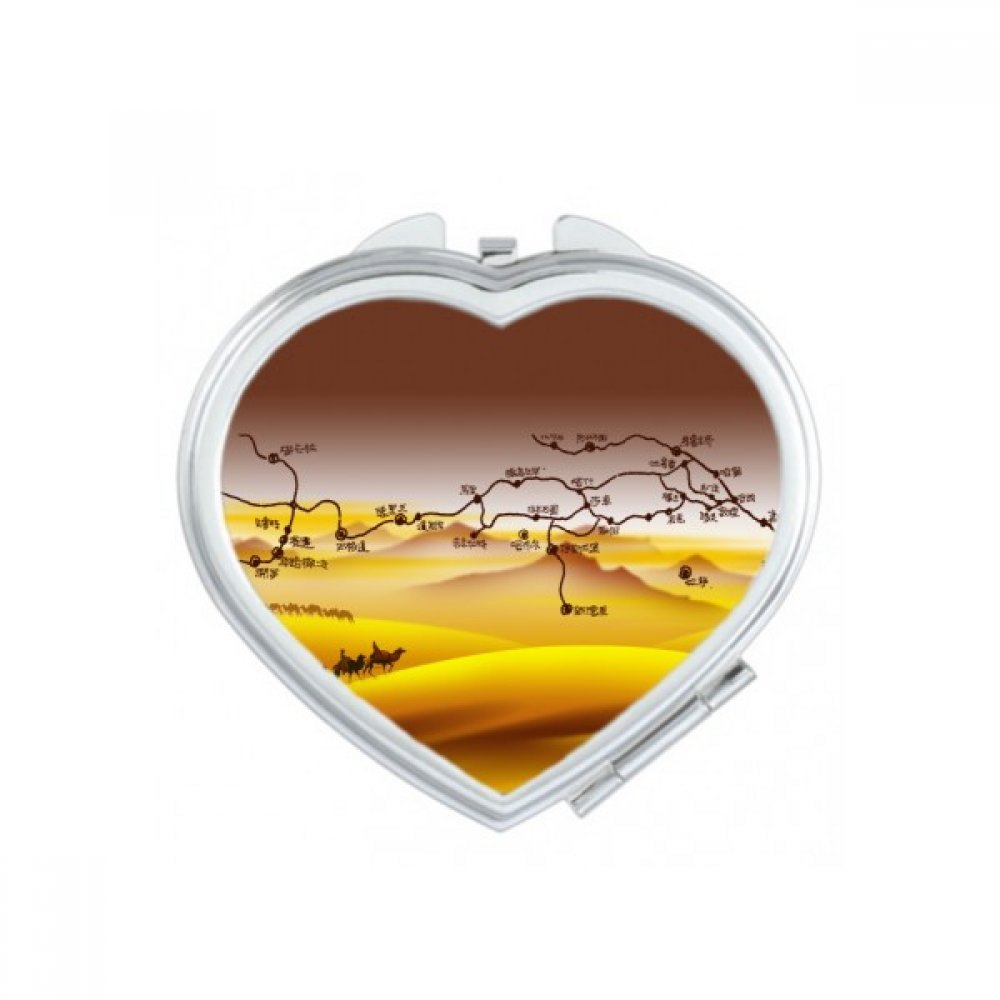 Miroir de poche Silk Road cœur en format compact portable pour maquillage nomade
