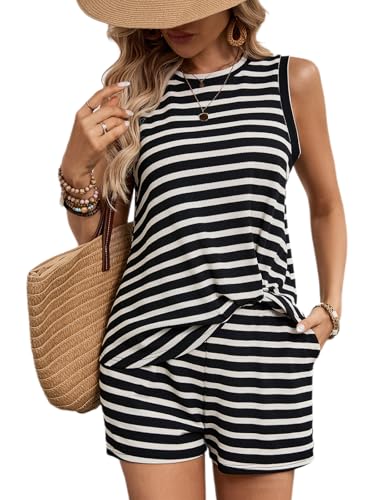 BARASA Women's 2 Piece Short Sets Knit Beach Vacation Matching Sets Travel Outfits Summer Lounge Sets D642