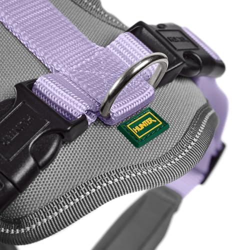 Hunter Hundegeschirr NEOPREN, Farbe: Lavendel/grau, strapazierfähiges Nylon, mit weichem Neopren gepolstert, reflektierendes 3M Scotchlite Reflective Material, pflegeleicht, komfortabel, Größe: S