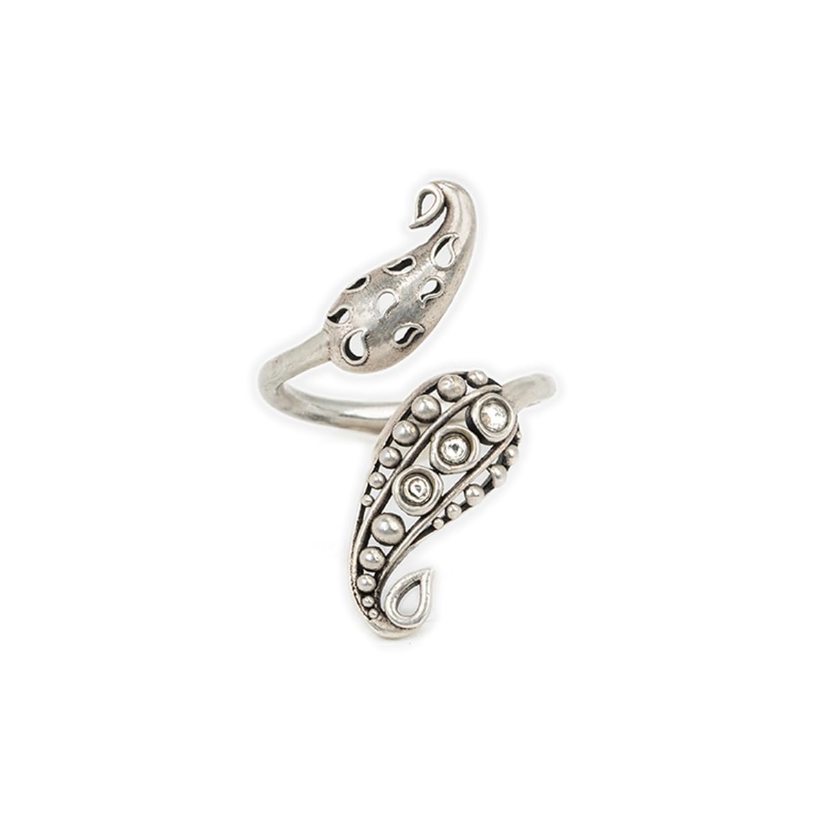 by Caratlane Lukka Chuppi Front Open Ring in 925 Oxidised Silver for women-image-46