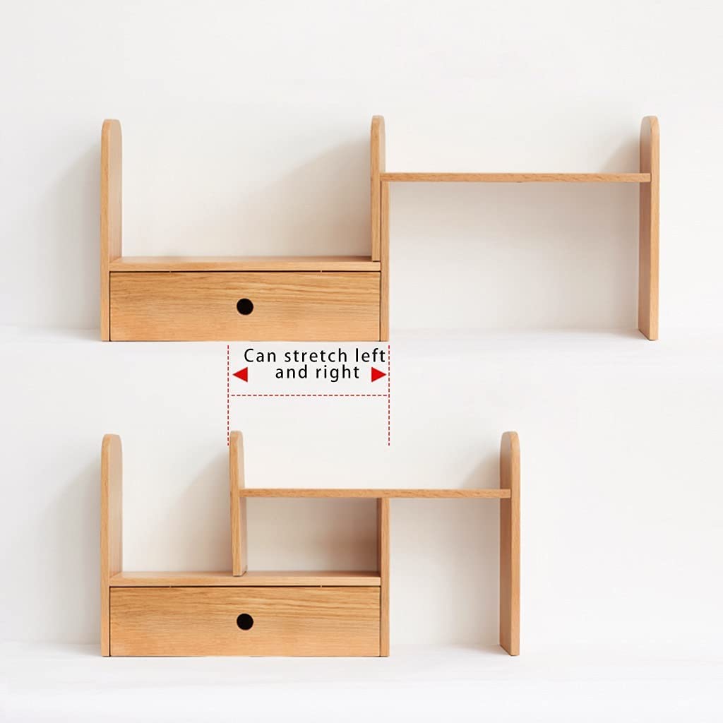 Organizzatore da scrivania in legno naturale con cassetti, mensola estensibile da scrivania per banco di lavoro dell'ufficio