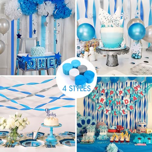 Image of Crepe Paper Streamers 6 Colors 492ft - Party Streamers & Paper Streamers for Birthday Decorations, Bachelorette Party, Baby Shower, Wedding & Bridal Shower Decor, Streamers Party Supplies (Style D)