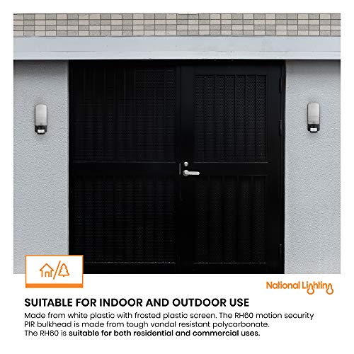 National Lighting Motion Outdoor Lights Mains Powered - PIR Lights Outdoor - Bulkhead Wall Lights with Motion Sensor - IP44 Rated Security Lights - Black Finish - E27 LED Compatible - Image 6