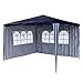 Produktbild Garten-Pavillon 3 x 3 m, wasserdicht, inklusive 2 Seitenwänden mit je 3 Fenstern, Heringe, Abspannseile, Eckverbinder, Material PE-Plane 110 g/m², Metallgestänge lackiert, Stecksystem, blau-weiß