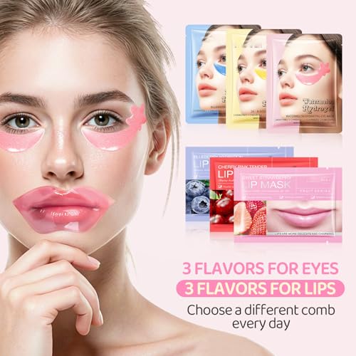 InfiniteRelax 30PCS Lip Masks & Gel Eye Masks,Crystal Collagen Eye Patches for Puffy Eyes, Moisturizing& Reducing Fine Lines Dark Circle Eye Patches for Women Men — view 4
