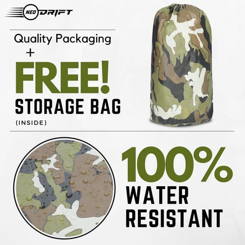 Image of NEODRIFT 'JungleTech' Car Cover for Tata Altroz (Back Long Antenna) (100% Water-Resistant, All Weather Protection, Tailored Fit, Easy Fit) (Colour: Military)