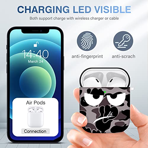 Image of for Airpods Case, Don't Touch Me for Airpods Cover with Keychain /Lanyard Soft Cute Shockproof Cover for Women Men Compatible with for Airpods 2 /1 Charging Case,Grey
