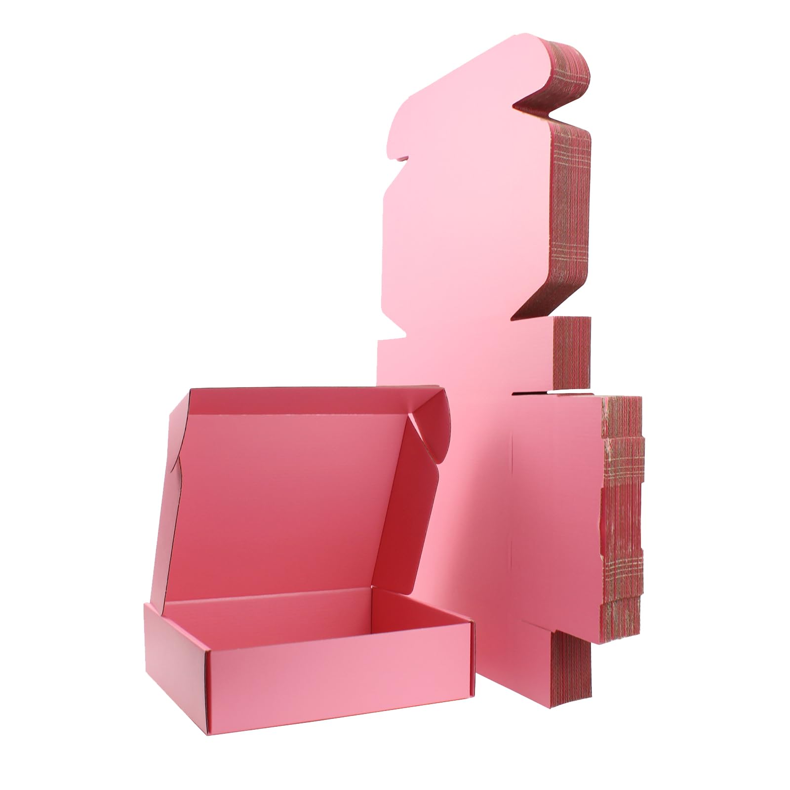 25 x 20 x 7 cm Rosa Klappdeckel-Versandbox – Recyclingkarton – innen & außen rosa – für Geschenke, Sets & Basteln – 25er-Pack