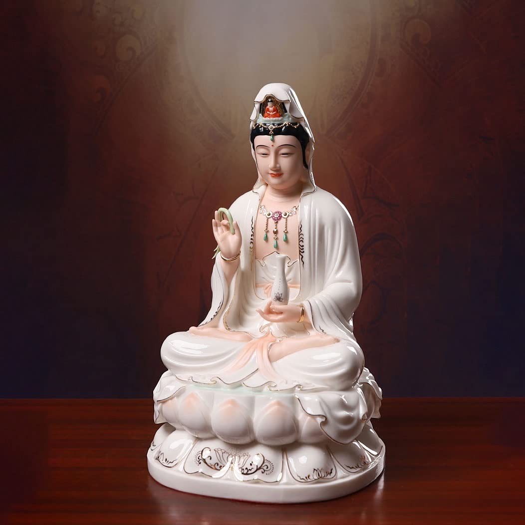 Estatua de Buda Interior Zen Ceramic South China Sea Guanyin Bodhisattva Estatua de Buda Home Worship Guanyin Buddha Estatua Decoración Decoración de meditación(M)