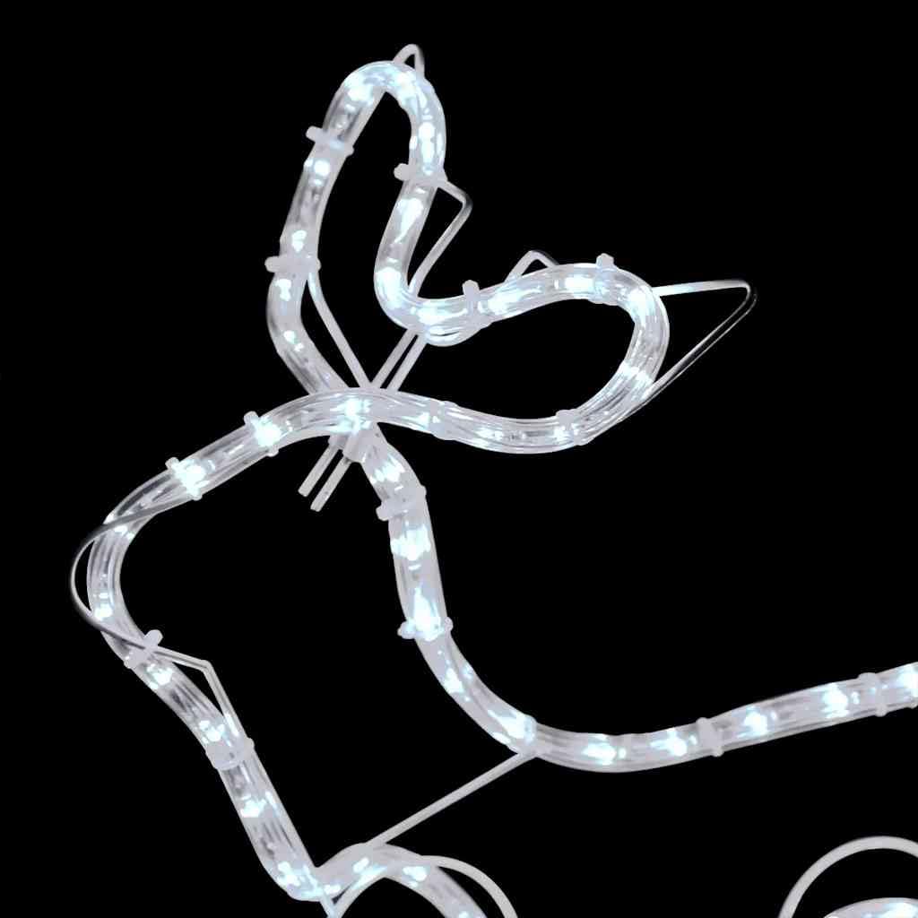 ACAGALA 576 LED Reno con trineo, 16 metros de tubo de luz, 2 unidades de figuras navideñas para exterior e interior, iluminación de Navidad blanco frío para casa, patio, jardín, porche