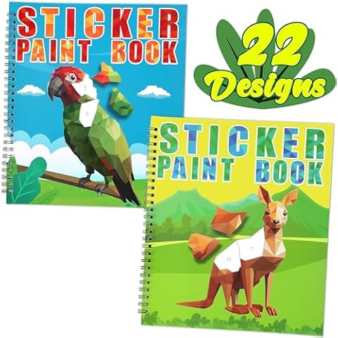 90shine 2PCS Sticker Books for Kids Ages 4-8 Zoo Pet Themed Designs Party Gift Create 22 Pictures Cover