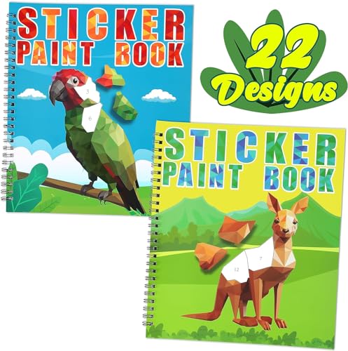 Image of 90shine 2PCS Sticker Books for Kids Ages 4-8 Zoo Pet Themed Designs Party Gift Create 22 Pictures