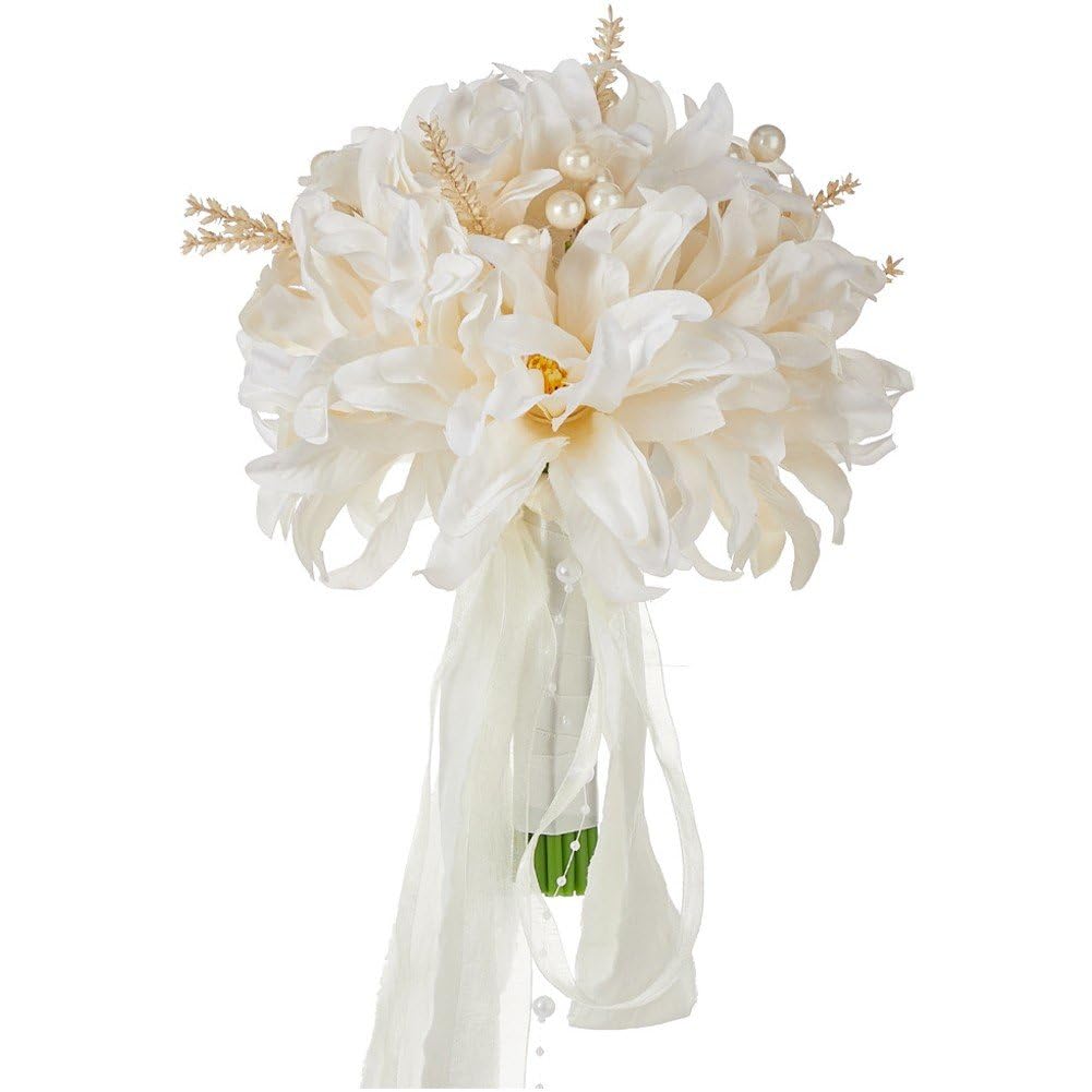 Bouquet de fleurs artificielles pour mariée et demoiselle d'honneur avec perles