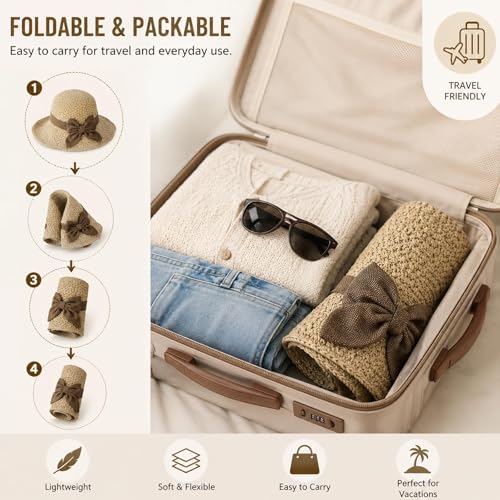 Sombrero de paja tejido elegante para mujer miniatura 5