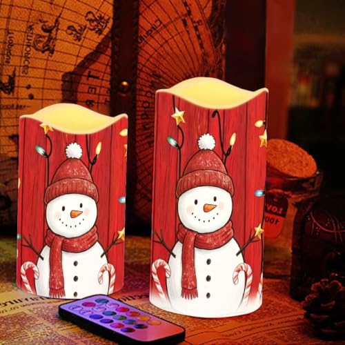 Image of Christmas Snowman Color Changing Flameless LED Candles Set of 4