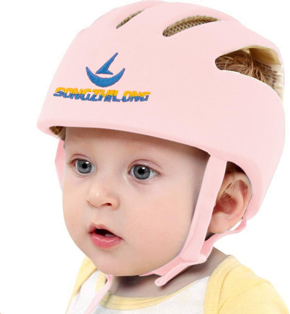Adjustable Baby Head Protector, Baby Helmets for Crawling Walking Lightweight Safety Infant Helmet Jumping Running Breathable Hat Infant Essentials Toddler Helmets 6-24 Months (Pink)