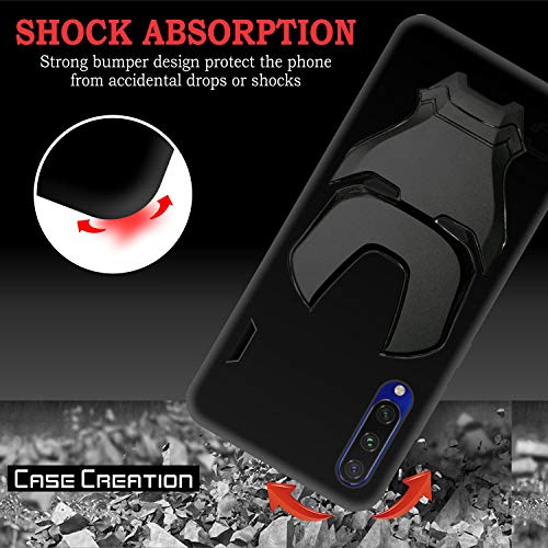 Image of COVERLY Official 3D Touch Feel Trending Avengers Logo Mask Soft Rugged Grip Silicone Iron Man Super Power Cartoon Movie Engraved Silicone Matte Back Cover for Xiaomi Mi A3 -Black