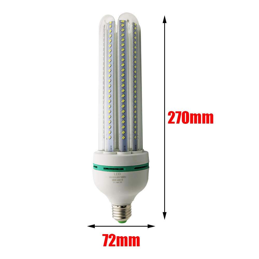 Lot de 5 ampoules LED B5 T3 4U de 36W, culot E27, 3000 lumens et lumière blanche (6000K) (36)