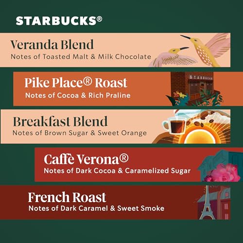 Image of Starbucks K-Cup Coffee Pods, Starbucks Blonde, Medium and Dark Roast Hot or Iced Coffee, Variety Pack, 40 Keurig Pods